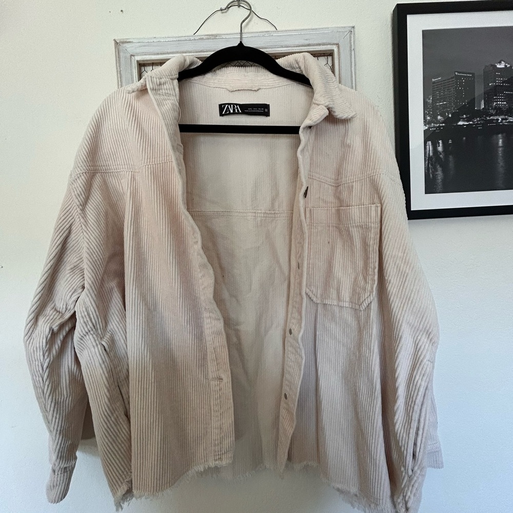 Zara Light Beige Corduroy Shirt